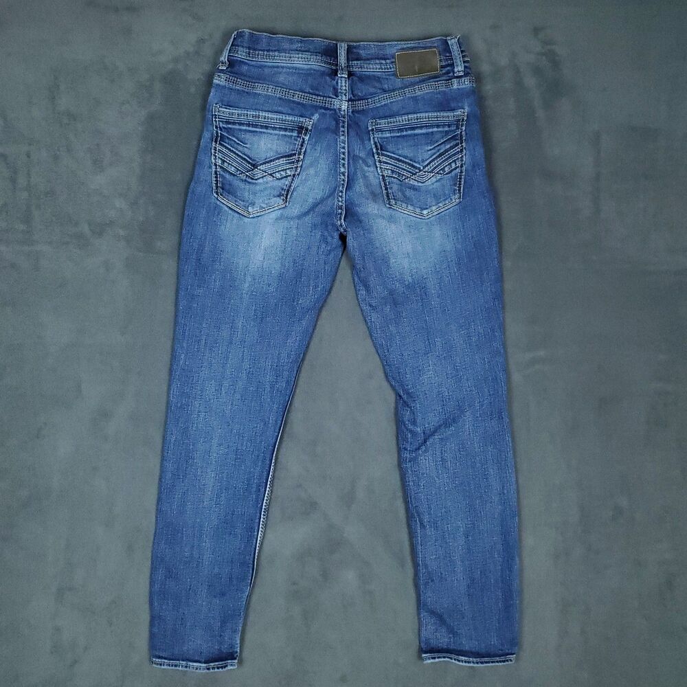 BKE Alec Skinny Jeans Mens 30x29 Blue Denim Stretch Distressed Faded Modern Fit - Picture 2 of 16
